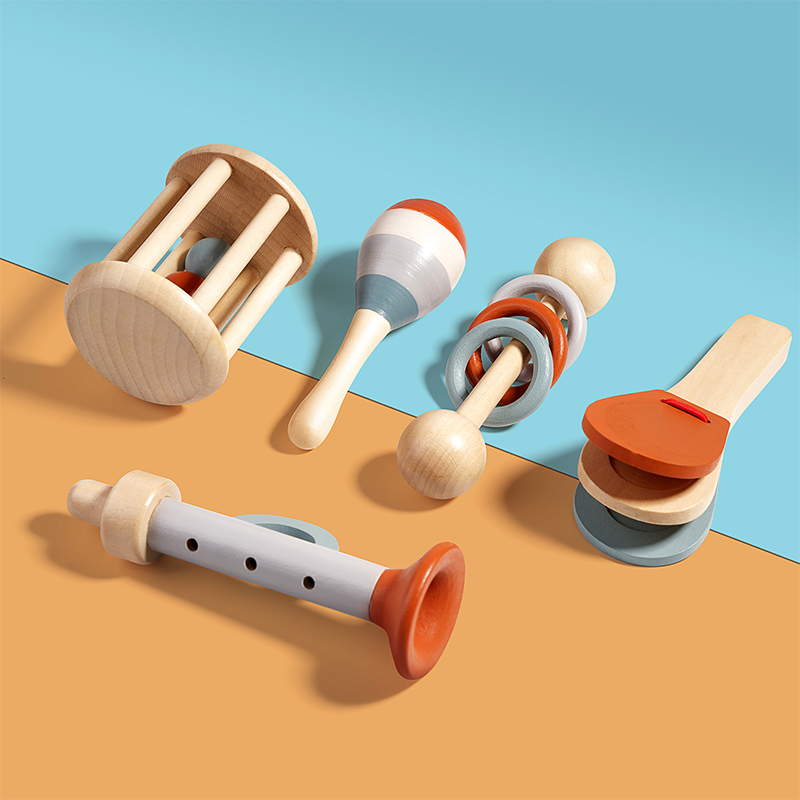 Musical Instrument Harmonium - Natural Wooden Rattle Toy Set Montessori