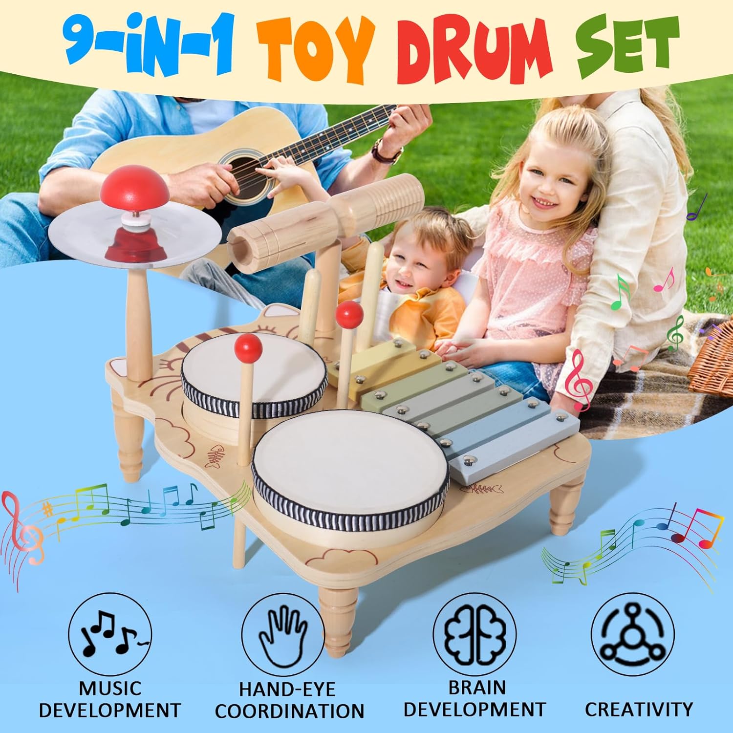 Wooden Xylophone Drum Set For  - Musical Instrument Harmonium review and price