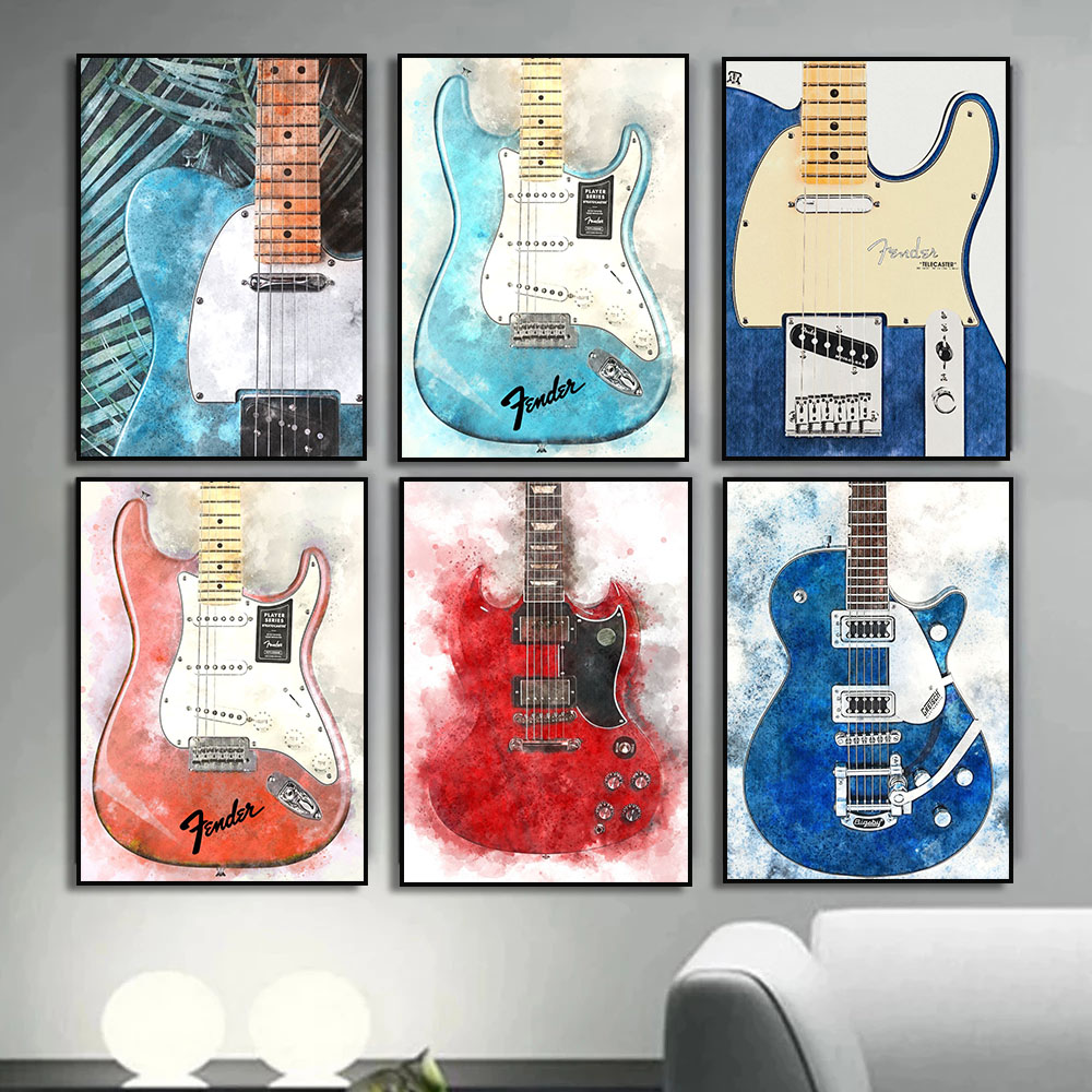 Vintage Rock Music Guitar Canv - Picture Of Musical Instrument review and price