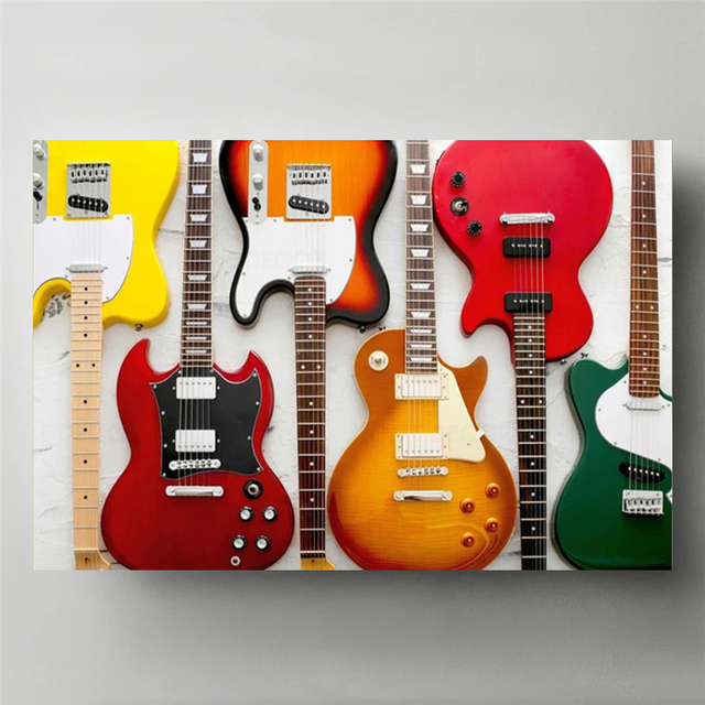 Vintage Rock Music Guitar Canv - Picture Of Musical Instrument review and price